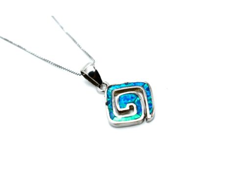 Necklace made of Silver 925, Meander decorated with Opal stone.