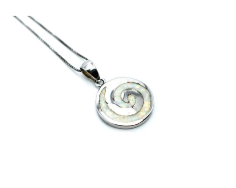 Necklace made of Silver 925, Spiral decorated with Opal stone.