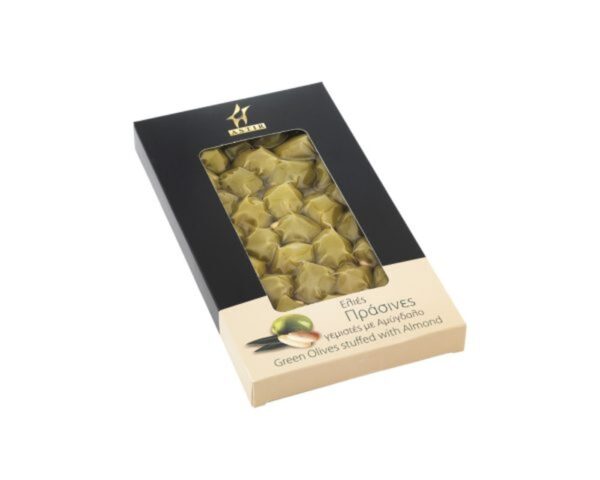Green olives stuffed with almonds
