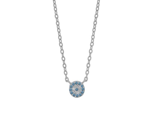925 silver necklace, Prince Silvero, Turquoise Target with white zircons